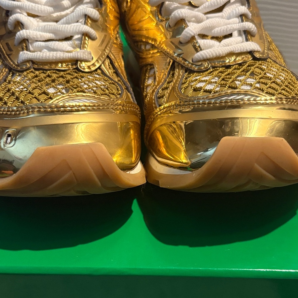 Bottega Veneta Gold and White Sneakers - Picture 9 of 10